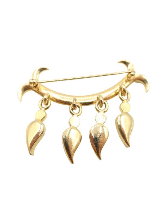 Vintage Gold Tone Multicolor Faux Gem Stone Branch Dangle Brooch Unsigned - Picture 3 of 4